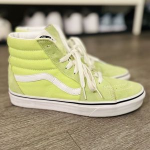 Vans Sk8 Hi Top Shoes Tennis Ball Lime Green Pistachio Suede Canvas M 7 / 8.5 W